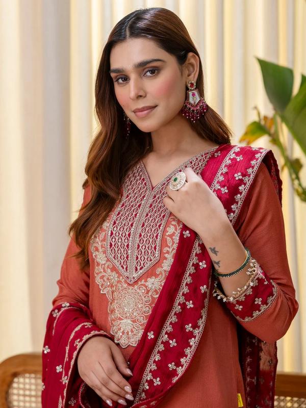 VP 9811 P Embroidred Kurta Sets with Sequins Work Women Suits